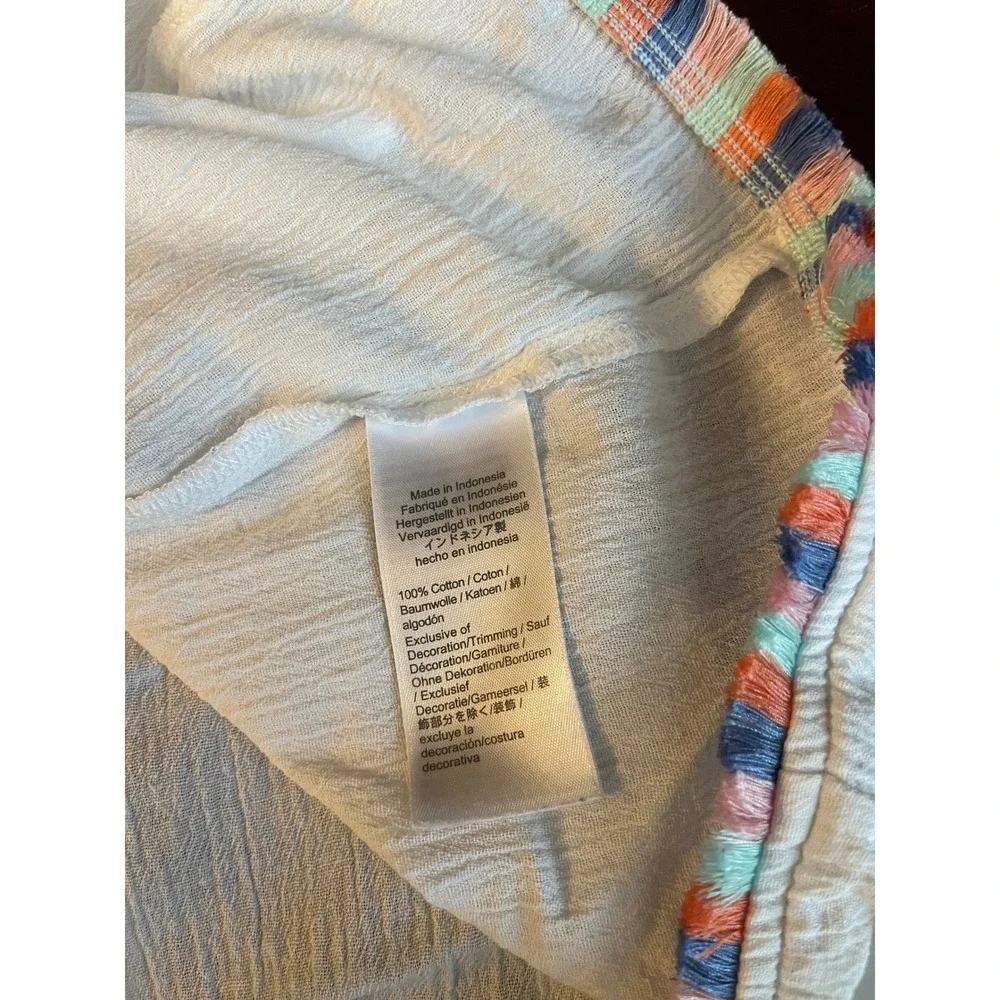 Crewcuts Girls White Dress/Coverup Size S‎ Short Sleeve Colorful Trim Cotton